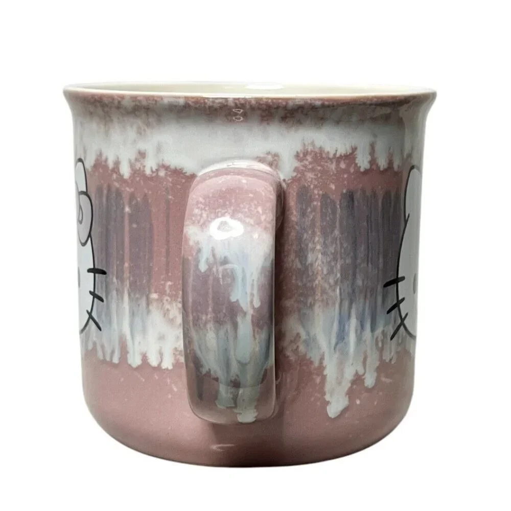 Sanrio Hello Kitty Pink Bow Reactive Glaze Ceramic 20 oz‎ Camper Mug Pink NEW